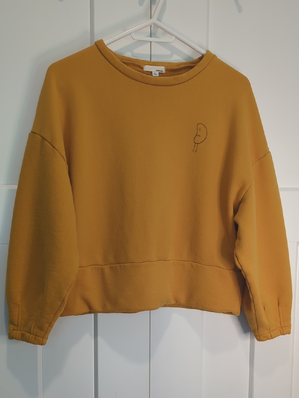 GREIGE Mustard Yellow Cropped Sweatshirt Size L